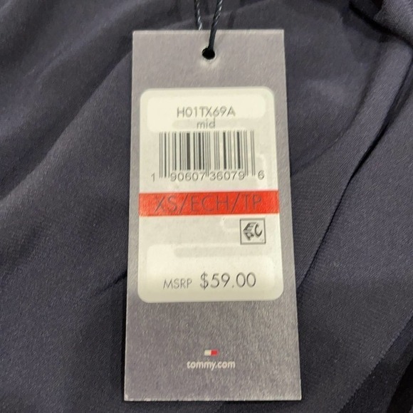 NWT Tommy Hilfiger Navy Ruffled Neckline Short Sleeve Top SZ XS - Picture 7 of 7